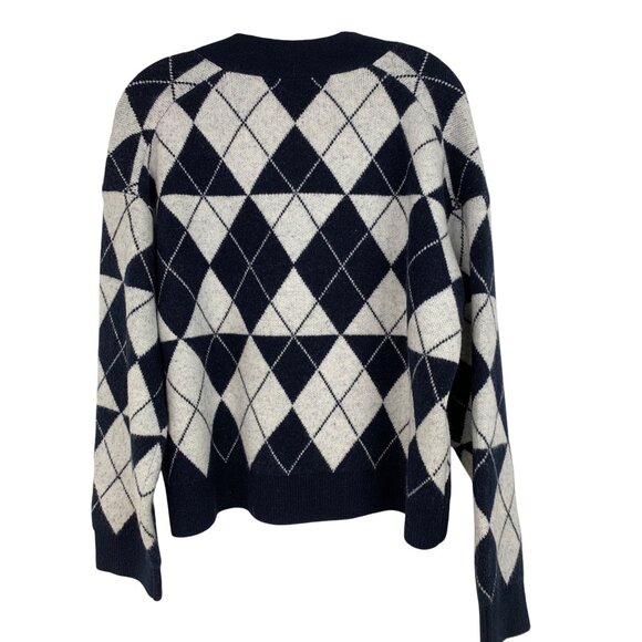 Velvet Graham & Spencer Argyle Navy Grandpa Crop Cardigan Sweater S RM10202 NWT - Picture 10 of 10